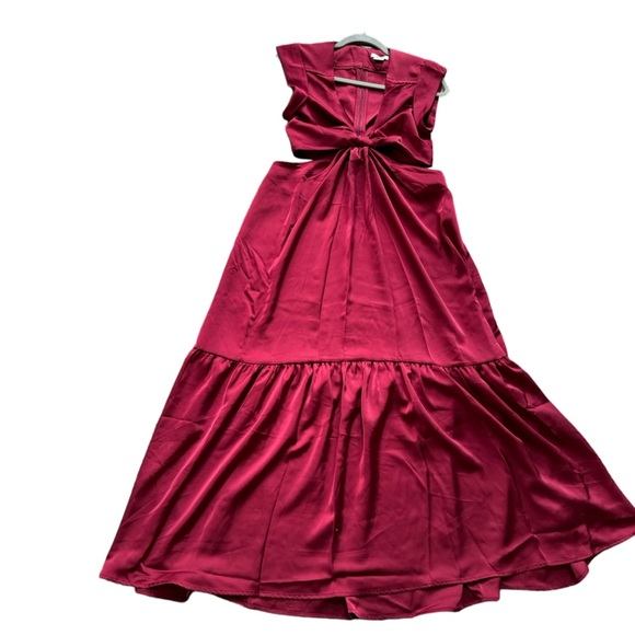 Jason Wu Womens‎ Red Satin Cutout Front Knot Maxi Dress Size M New! - Picture 12 of 13